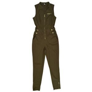 Venus Army Green Sleeveless Jumpsuit Romper Gold Accents Sleeveless Women's 4